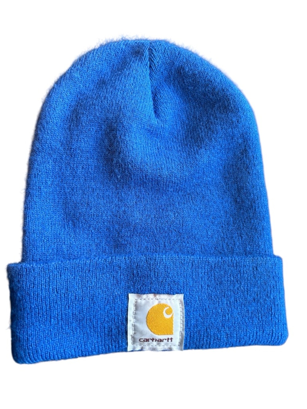 Carhartt Men’s Bright Blue Beanie with Yellow Logo Patch